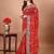 red embroidered bandhani saree