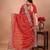 red embroidered bandhani saree