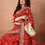 red embroidered bandhani saree