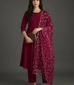 everyday workwear women kurta with trousers with dupatta