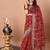 red women embroidered bandhani saree