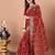 red women embroidered bandhani saree