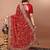 red women embroidered bandhani saree