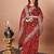 red women embroidered bandhani saree