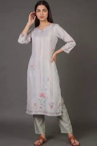 structured women printed kurta with trousers