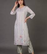 structured women printed kurta with trousers