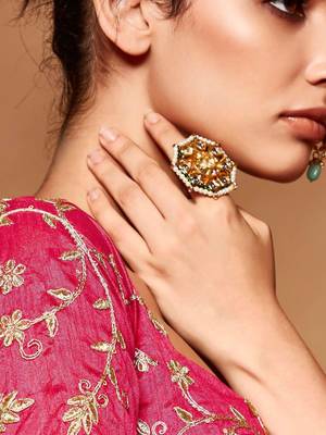 pink embroidered bandhani saree 3