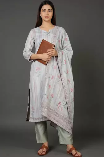 structured women printed kurta with trousers