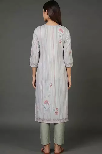 structured women printed kurta with trousers