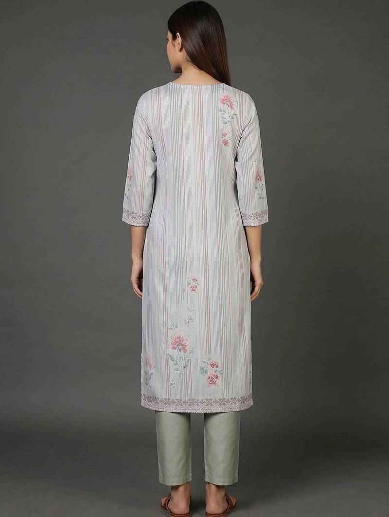 structured women printed kurta with trousers