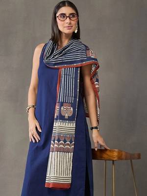 formal women ethnic motifs regular cotton kurta with trousers & with dupatta 2