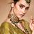 olive embroidered bandhani saree