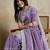 Purple embroidered silk blend designer saree