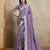 Purple embroidered silk blend designer saree