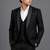 Black embroidered three-piece tuxedo set