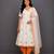 White orange printed cotton silk kurta dhoti set