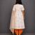 White orange printed cotton silk kurta dhoti set