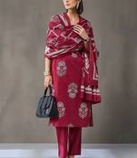 formal women ethnic motifs printed regular cotton kurta with trousers & with dupatta