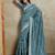 teal ethnic motifs embroidered silk blend saree