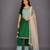 Green printed cotton silk kurta set