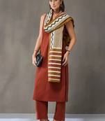 structured women regular cotton kurta with trousers & with dupatta