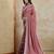 pink embroidered silk blend designer saree