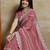 pink embroidered silk blend designer saree