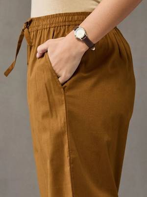 tailored women regular cotton kurta with trousers & with dupatta 4