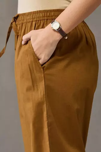 tailored women regular cotton kurta with trousers & with dupatta