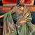 green striped woven design zari uppada celebrity saree