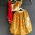 Off white yellow red printed cotton silk lehenga set