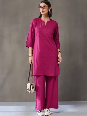 structured women regular cotton kurta with palazzos 1