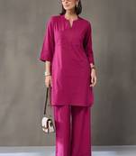 structured women regular cotton kurta with palazzos