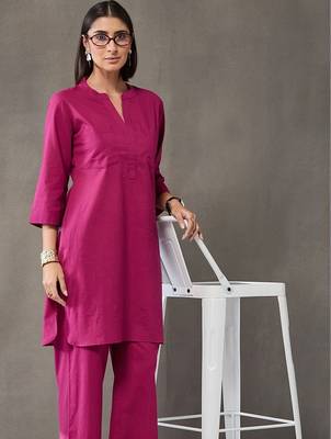 structured women regular cotton kurta with palazzos 2