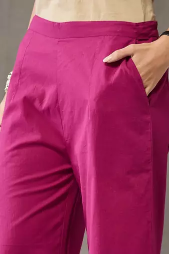 structured women regular cotton kurta with palazzos