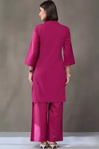 structured women regular cotton kurta with palazzos
