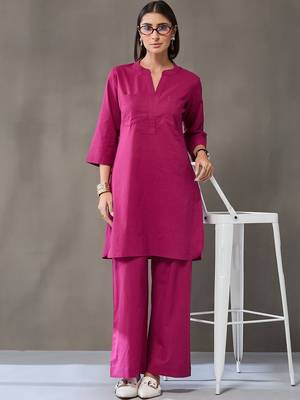 structured women regular cotton kurta with palazzos 6