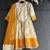Off white orange printed cotton silk anarkali set