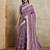 mauve embellished embroidered silk blend saree