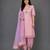 Pink lavander printed cotton silk kurta dhoti set