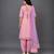 Pink lavander printed cotton silk kurta dhoti set