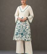everyday workwear women floral printed regular cotton kurta with palazzos