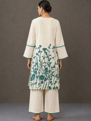 everyday workwear women floral printed regular cotton kurta with palazzos 5