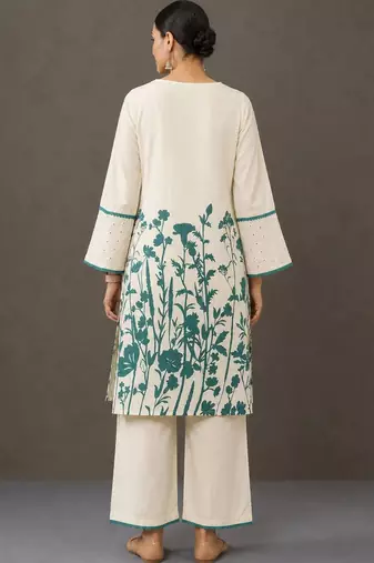 everyday workwear women floral printed regular cotton kurta with palazzos