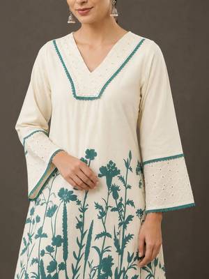 everyday workwear women floral printed regular cotton kurta with palazzos 6