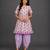 Purple printed cotton silk kurta dhoti set