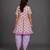 Purple printed cotton silk kurta dhoti set