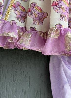 Purple printed cotton silk kurta dhoti set 3