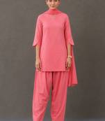 smart women embroidered regular thread work cotton kurta with patiala & with dupatta