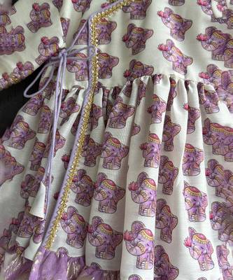 Purple printed cotton silk kurta dhoti set 5